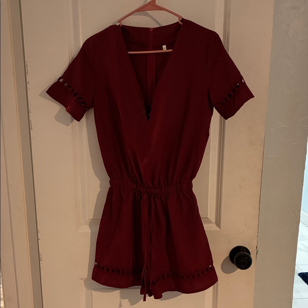 Red Short Sleeve Romper